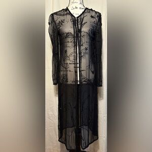 Scala Black Beaded Silk Cover-Up